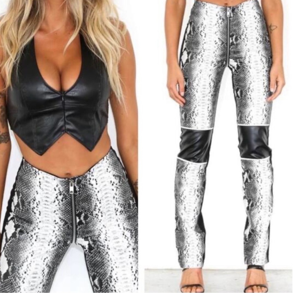 I.AM.GIA Hendrix Faux Leather Snakeskin Zipper Trouser Pants S